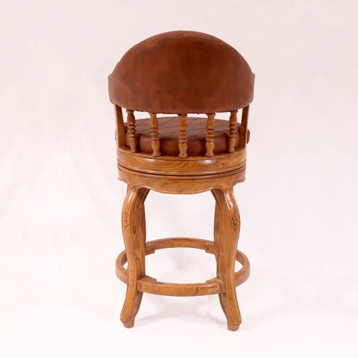 Vintage Handmade Small Wooden Rounded Royal Bar Stool