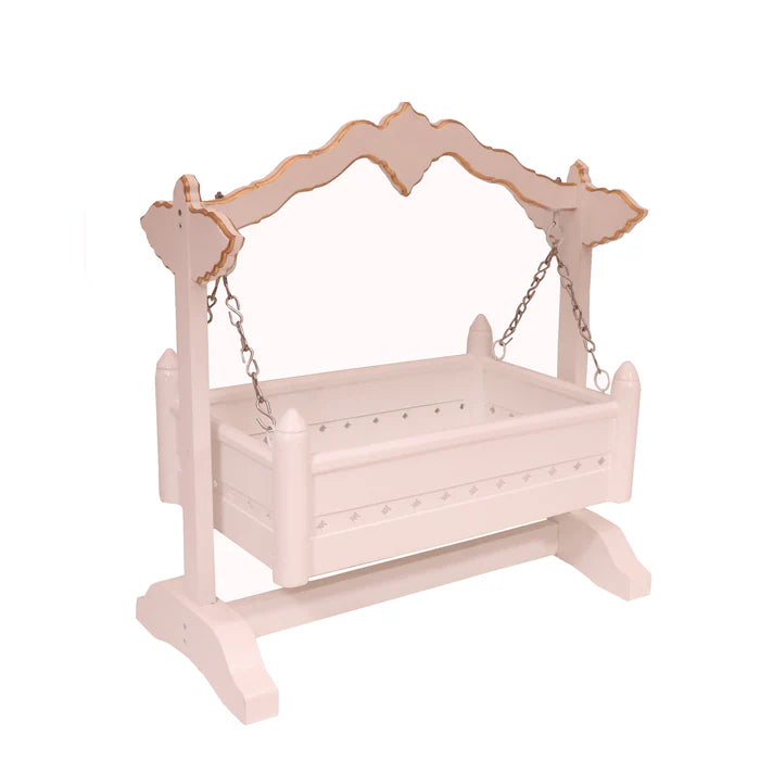 Farmhouse Solid Wood Handmade White Palna Cradle