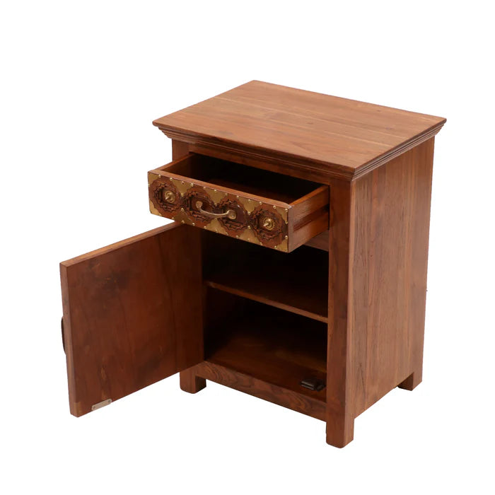Grid Carved Night Stand (Right Side Bedside