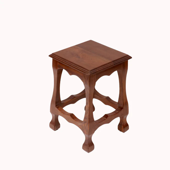 Classic Carved Teak Stool
