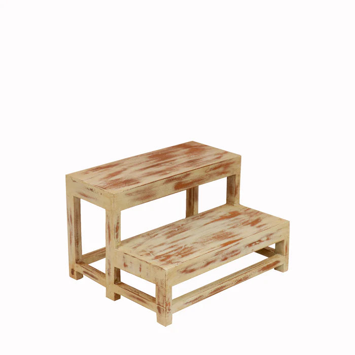 Distressed White Step Stool