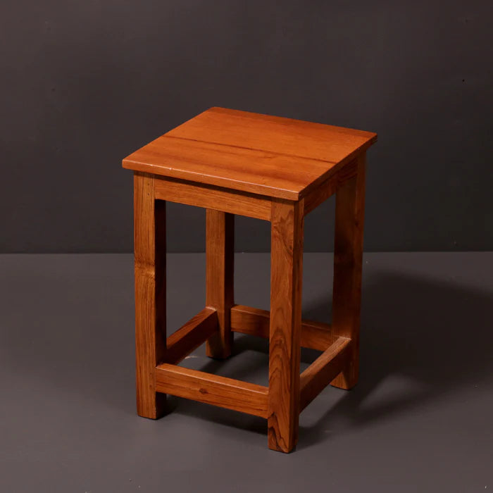 Small Light Finish Teak Stool