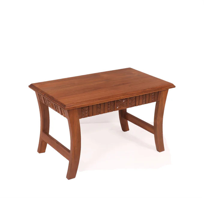 Curved Legs Strip Border Wooden Handmade Coffee Table