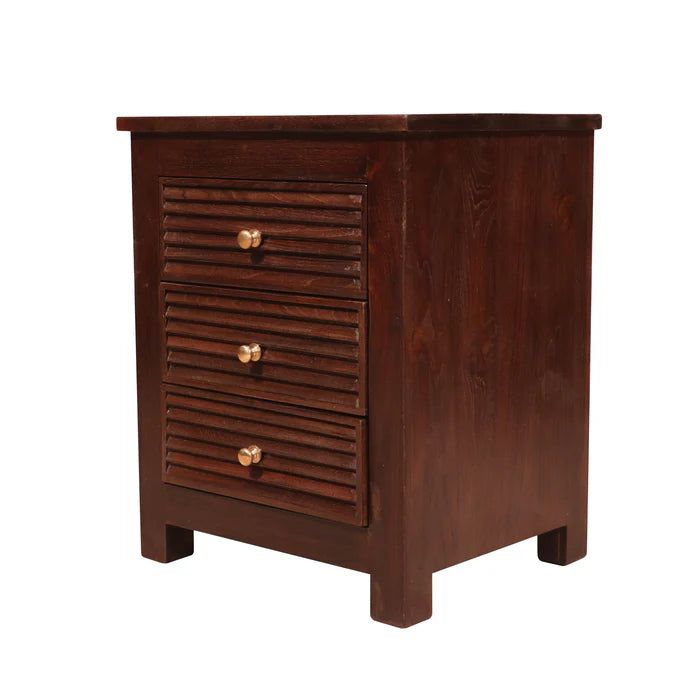 Shutter 3 Drawer Dark tone Nightstand