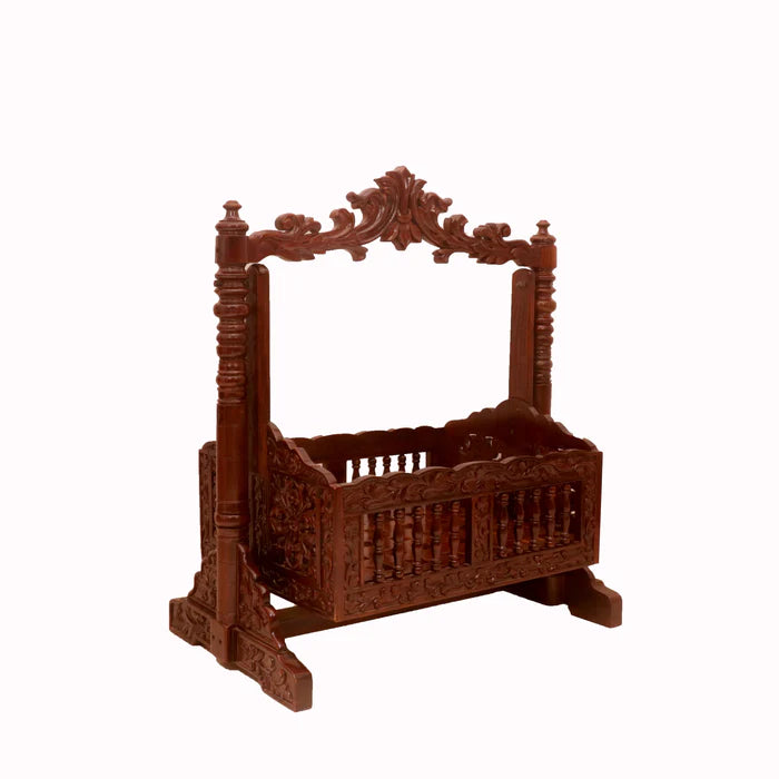 Irish Intricately Heritage Carved Wooden Handmade Crib Cradle