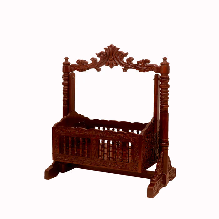 Irish Intricately Heritage Carved Wooden Handmade Crib Cradle