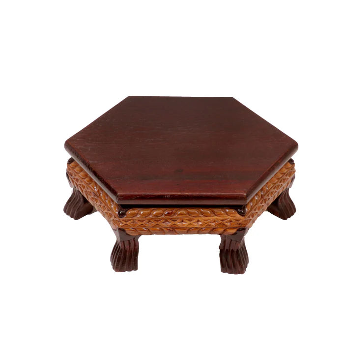 Dual Toned Hexagonal TEAK Wood Bajot
