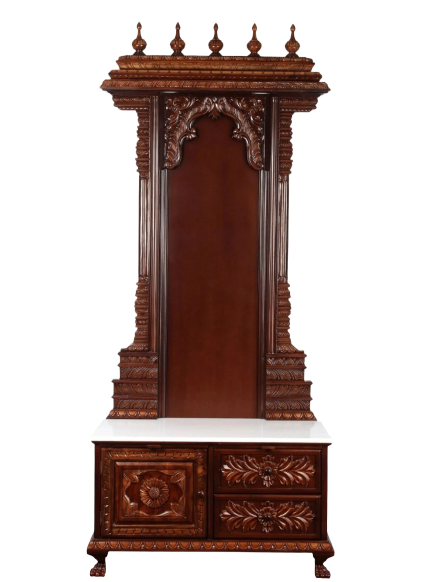 68"Large Wooden Temple Handmade Carving Wooden Mandir Natural Pooja Mandir