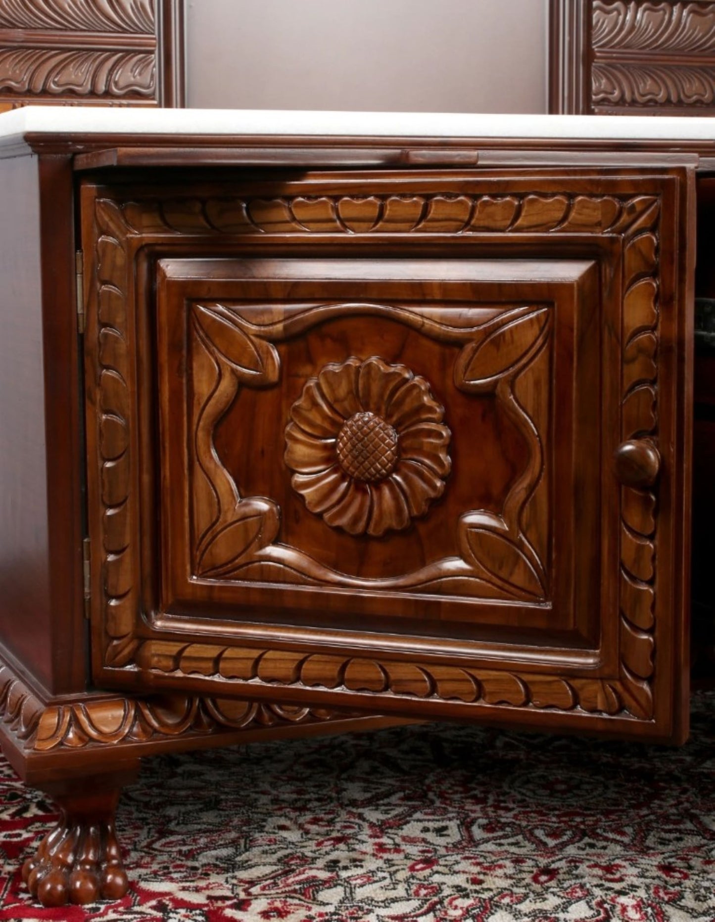 68"Large Wooden Temple Handmade Carving Wooden Mandir Natural Pooja Mandir