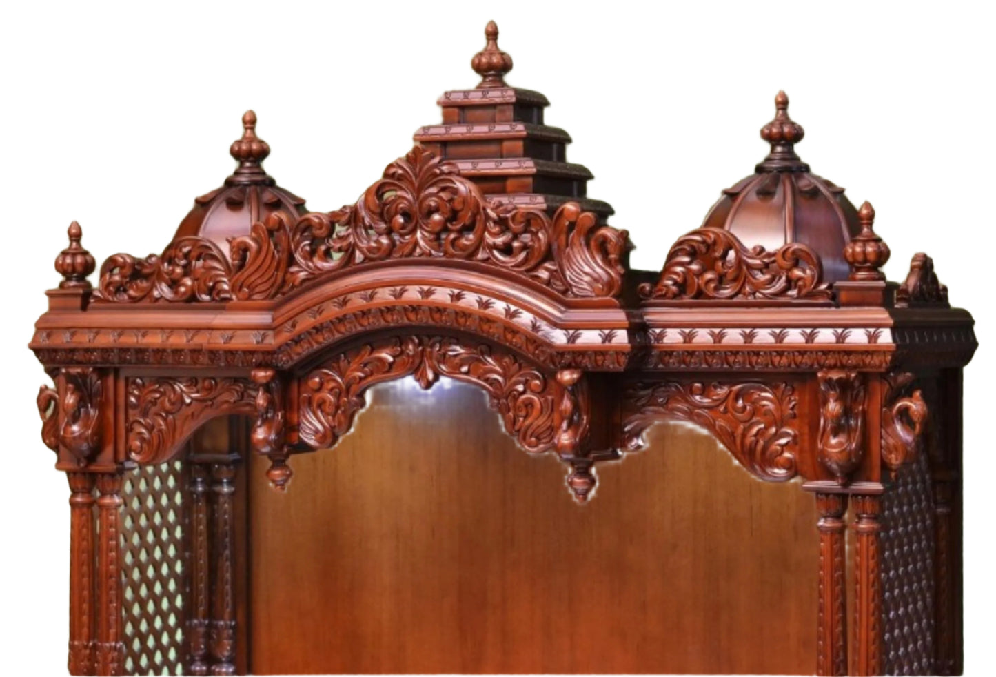 70" Large Designer Wooden Temple with Double Drawer Wooden Pooja Mandir