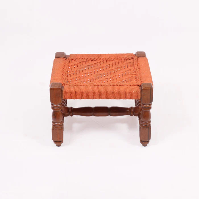 Woven Low Stool - camel colour