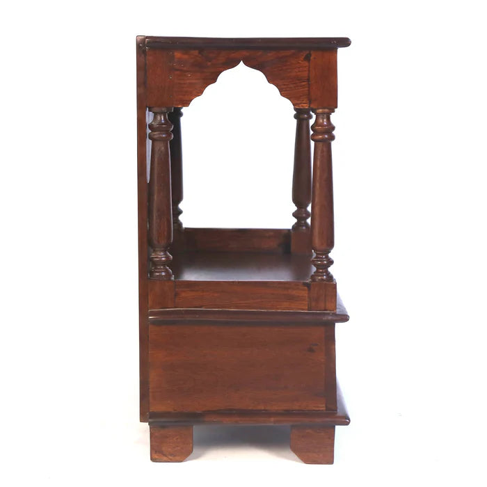 Solid Carved Wooden Temple - Red Tone Finish
