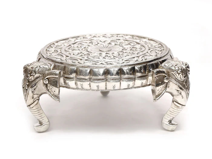 White Metal Fitted Elephant Bajot