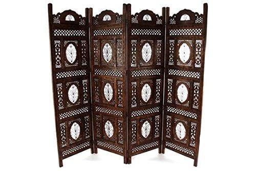 Wood Room Divider Partitions for Living Room 4 Panels Room Separators Screen Panels Wooden Partition Room Dividers for Home & Kitchen Office