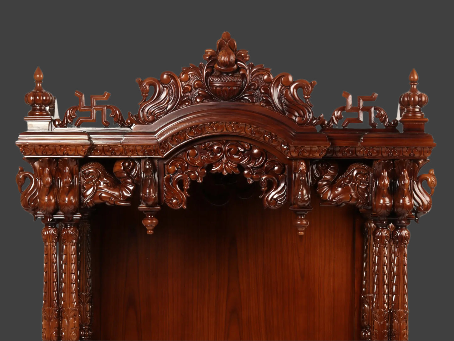 54" Large Wooden Carved Designer Pooja Temple