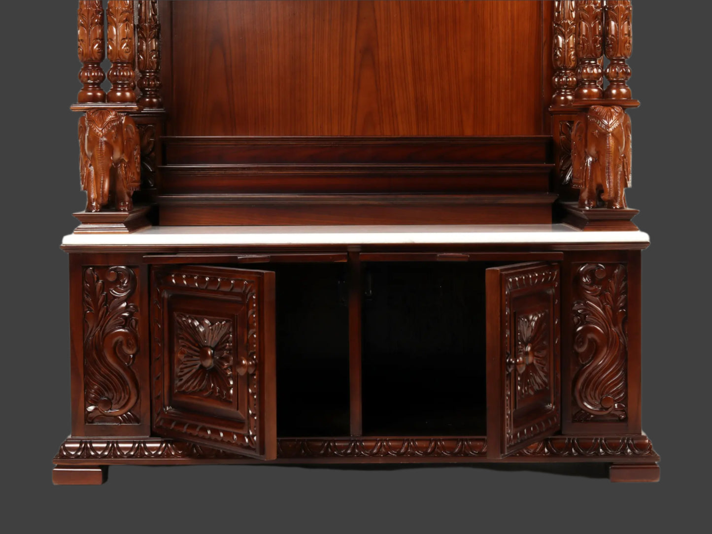 54" Large Wooden Carved Designer Pooja Temple