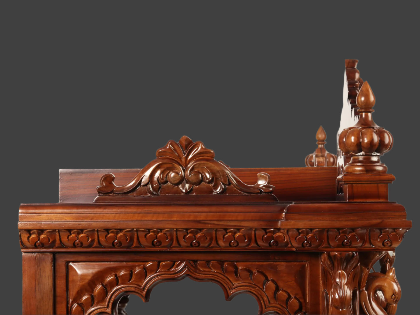 54" Large Wooden Carved Designer Pooja Temple