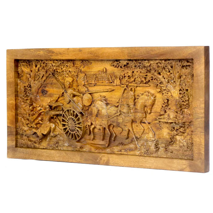 Gladiator Chariot Battle Scene Wooden Artwork