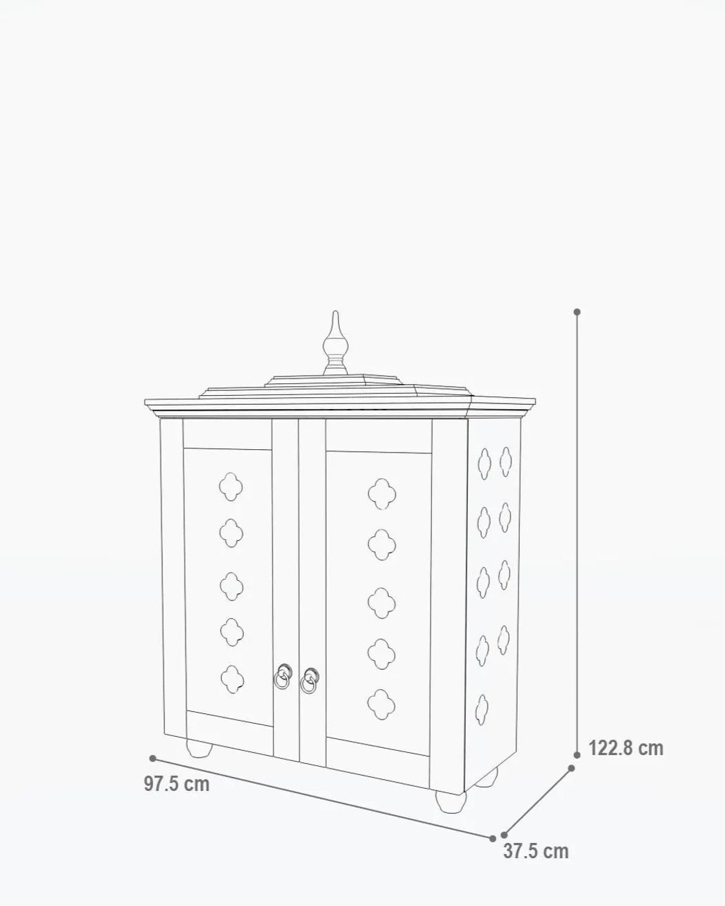 Handcrafted solid wood 2-step puja temple