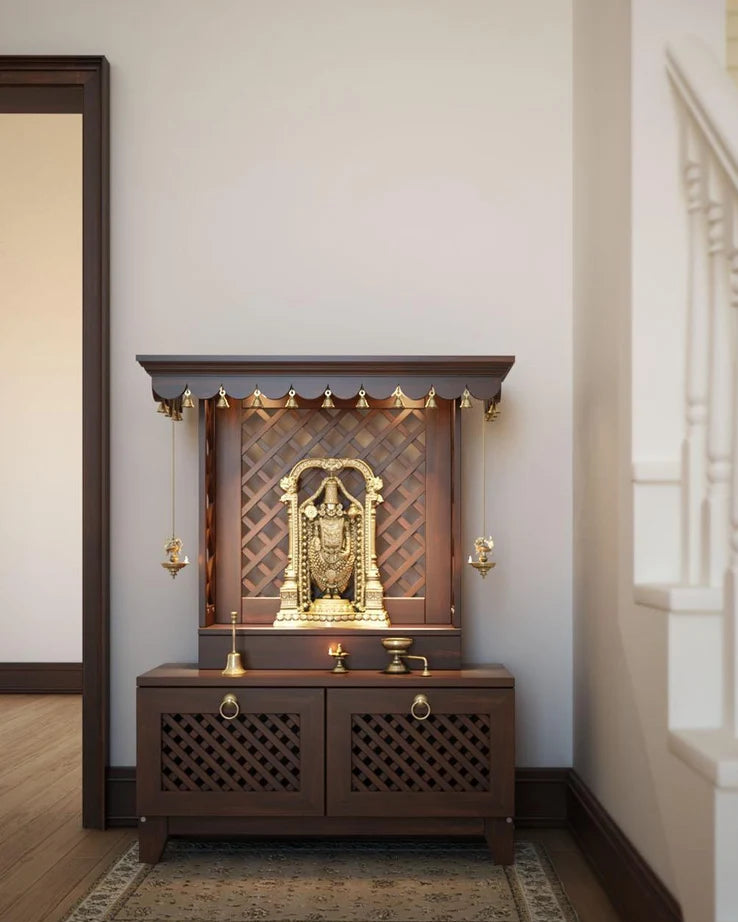 Puja mandir for home with storage unit