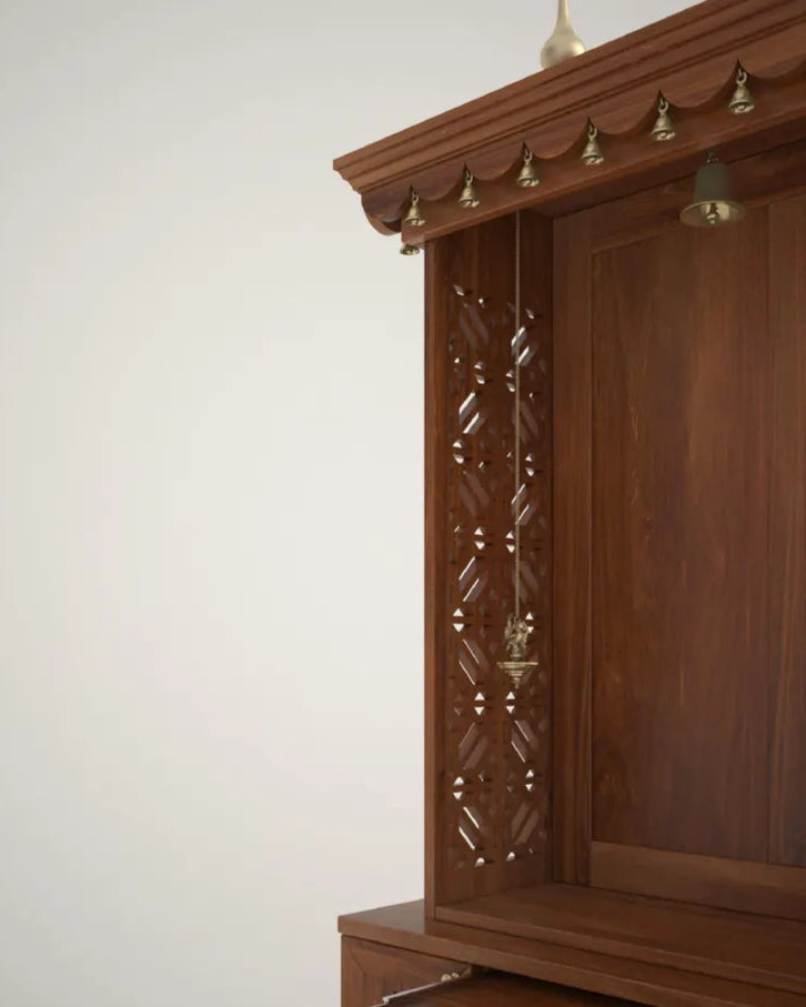 Handcrafted wooden standing pooja temple