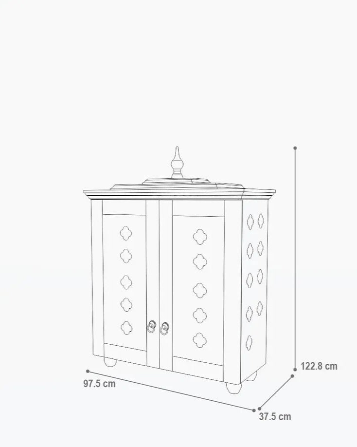 Handcrafted solid wood 2-step puja temple