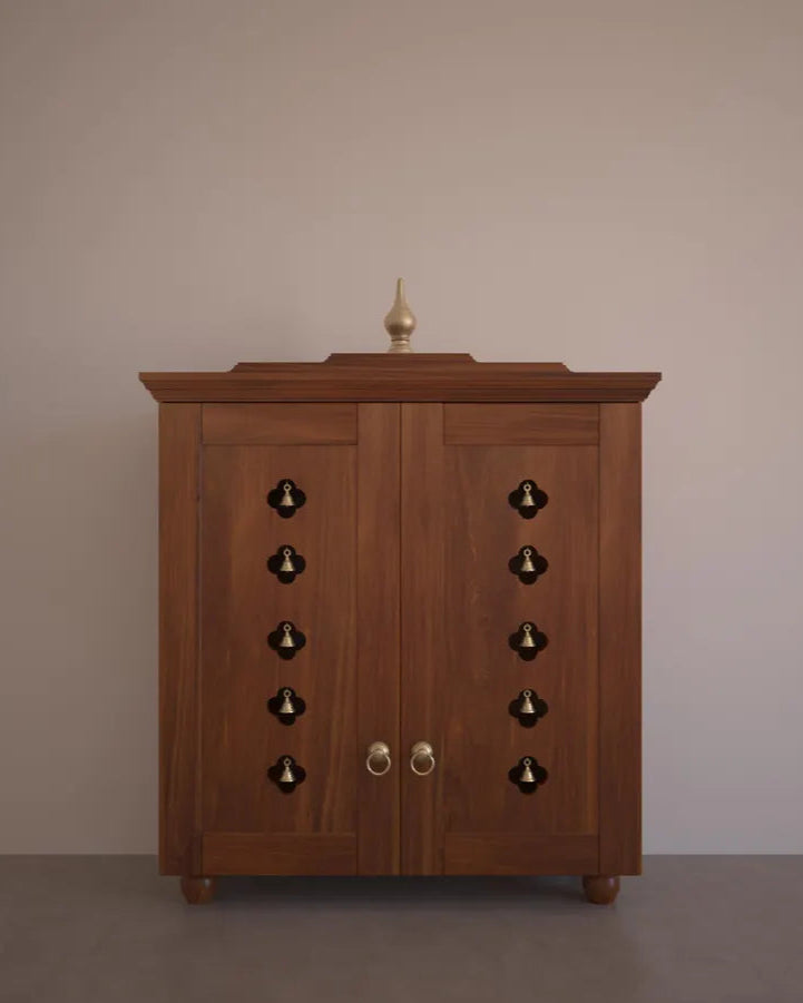 Handcrafted solid wood 2-step puja temple