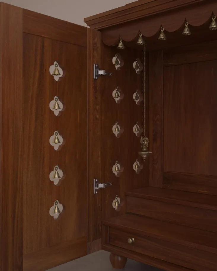 Handcrafted solid wood 2-step puja temple