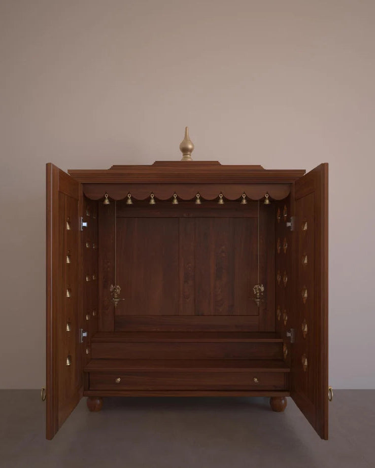 Handcrafted solid wood 2-step puja temple