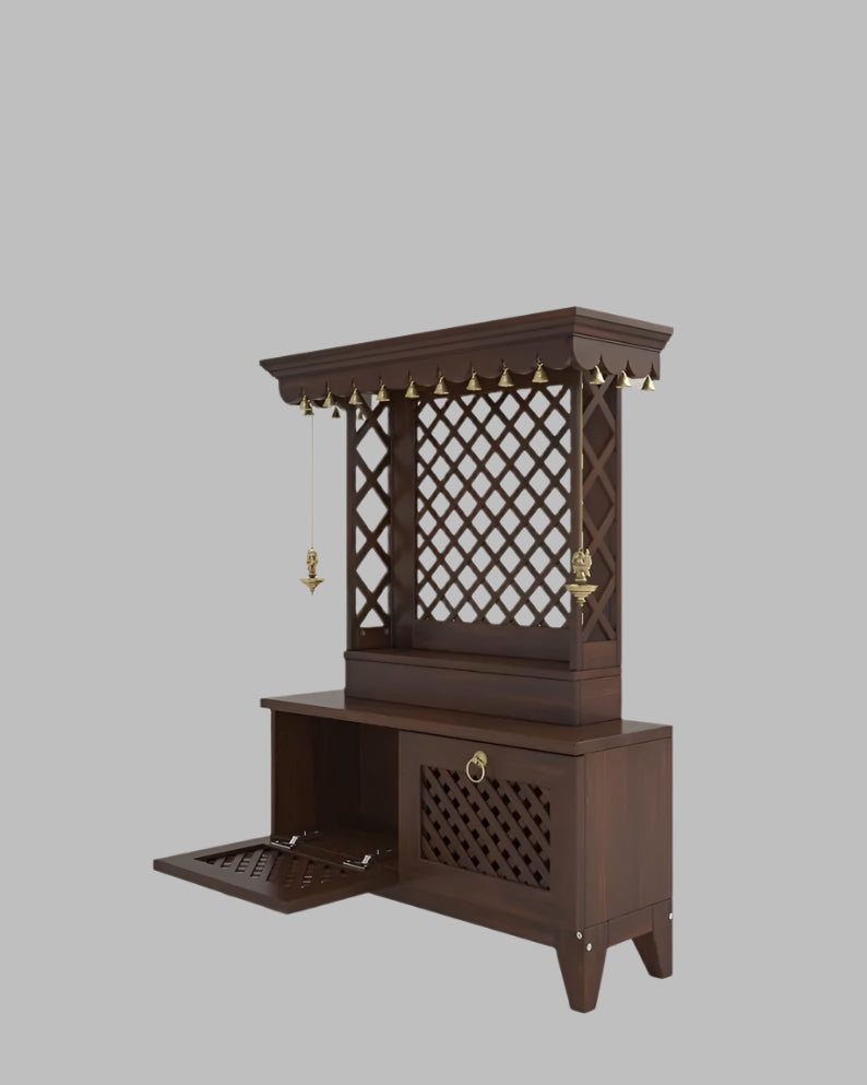 Puja mandir for home with storage unit