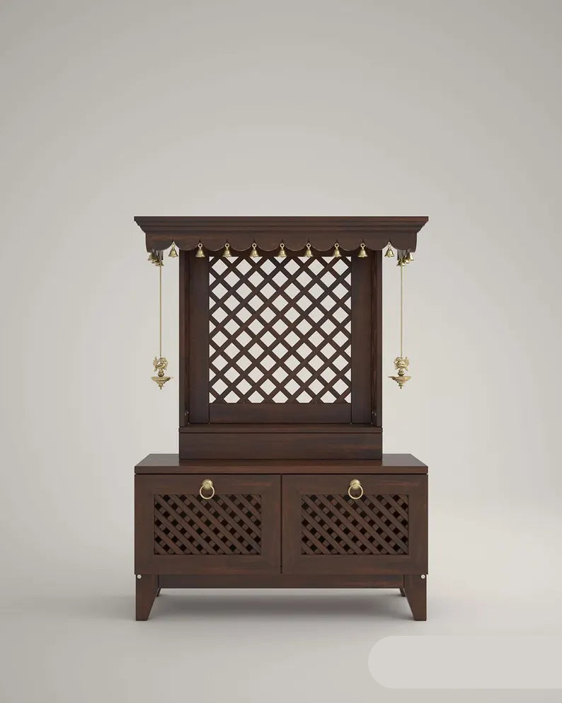 Puja mandir for home with storage unit