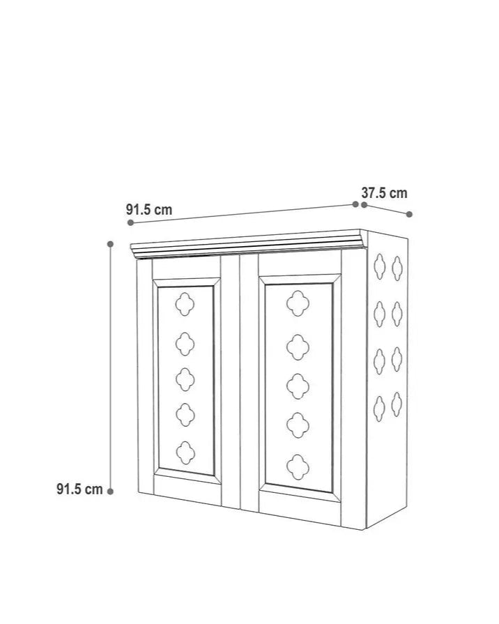 Handmade solid wood puja mandir with pullout tray and drawe