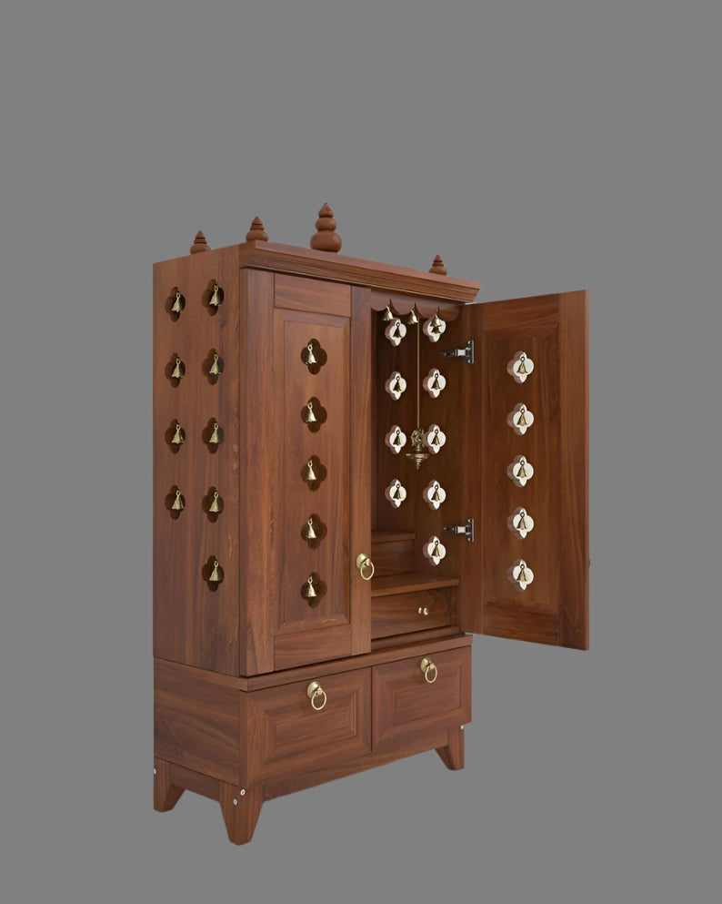 Solid wood handcrafted free-standing temple for home