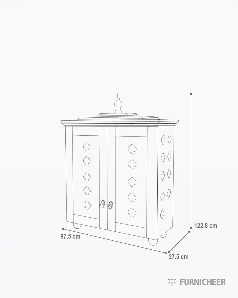 Handcrafted solid wood 2-step puja temple