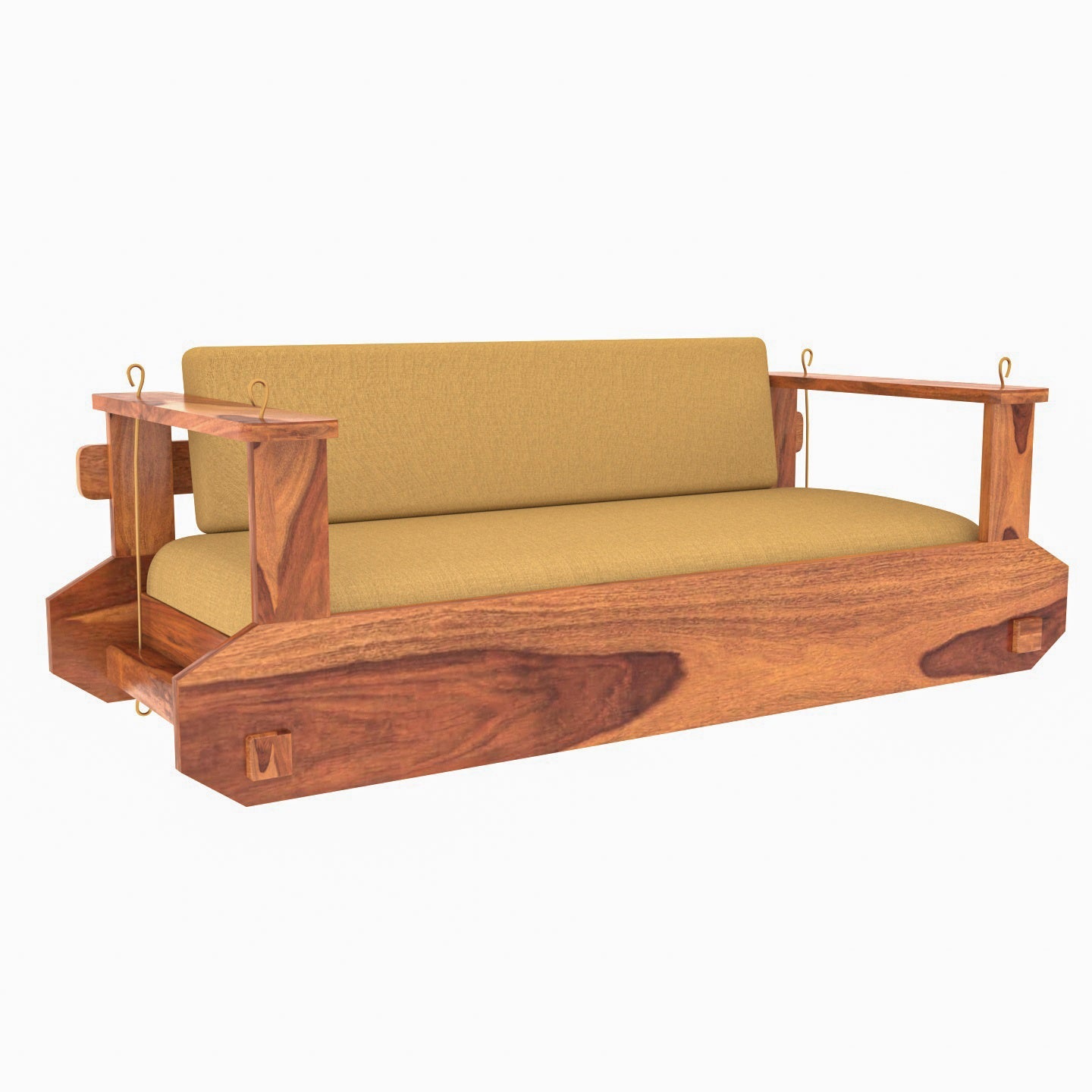 Indian handcrafted luxury wooden jhula with velvet upholstery