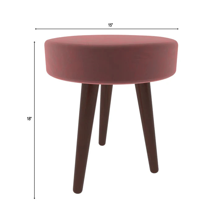 Jaguar Pink Round Top Finished Wooden Handmade Small Stool