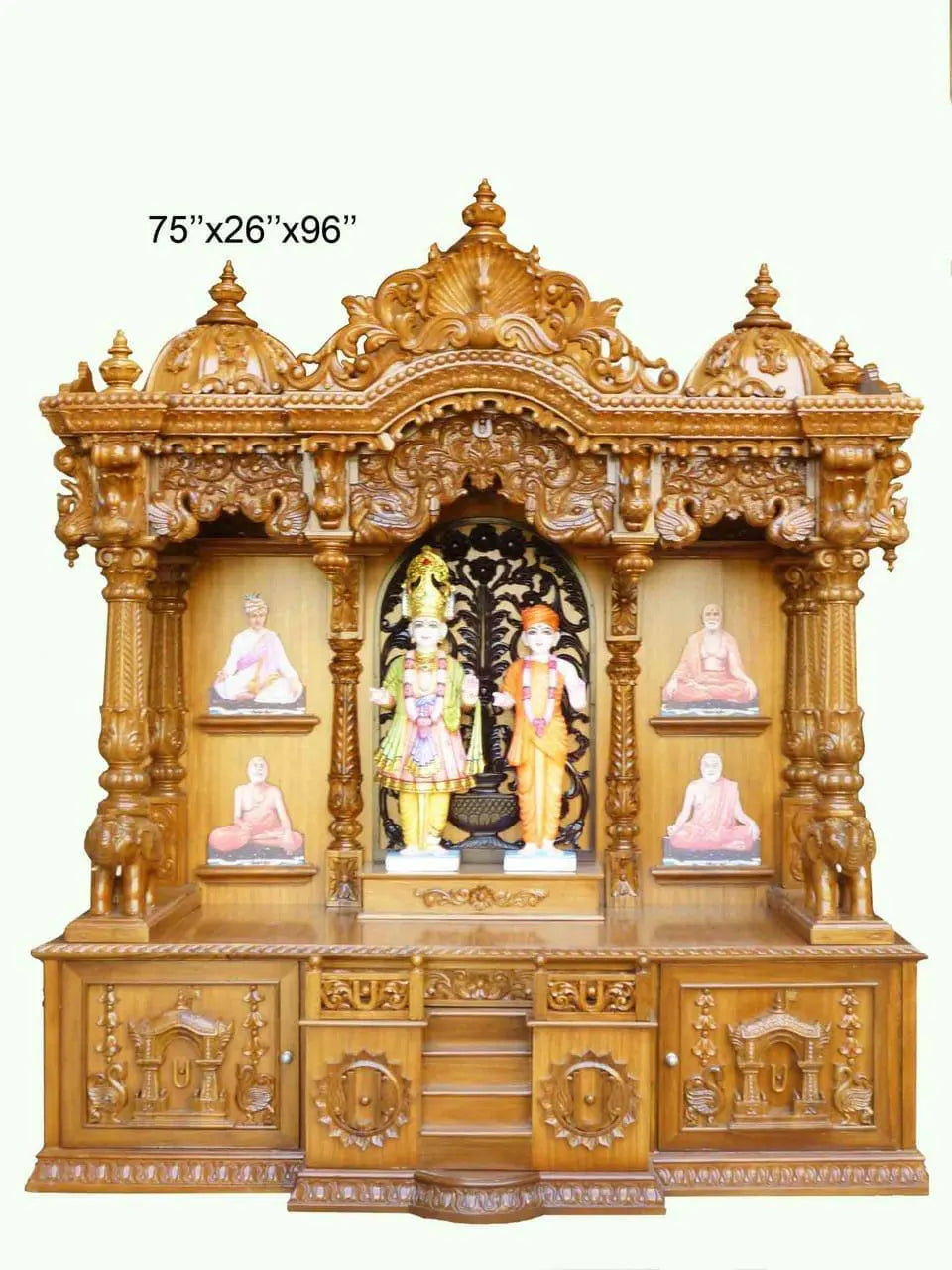 Handmade wooden Hindu temple for home prayer space