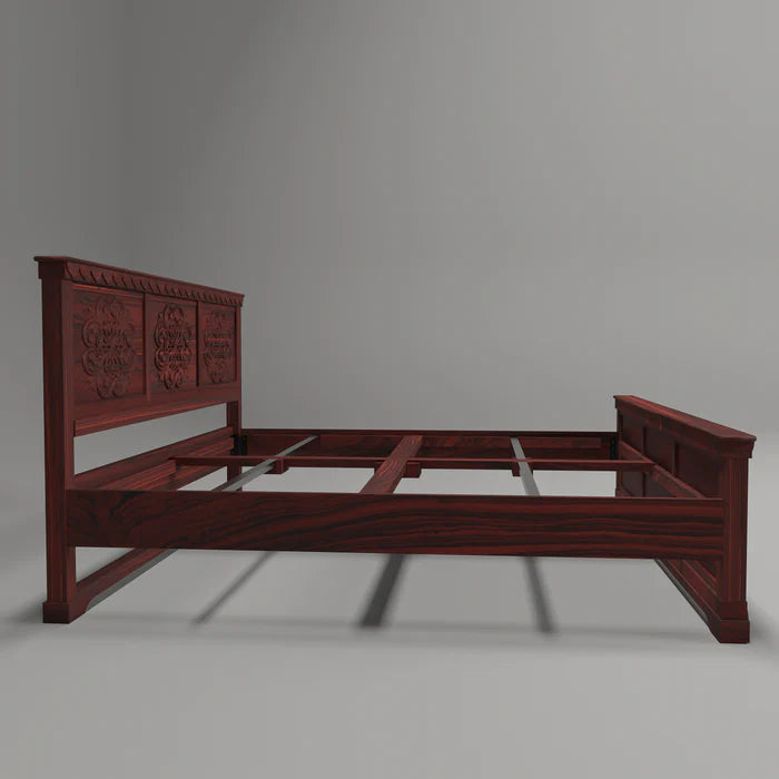 Solid wood Flower Carved Bed (Teak wood)