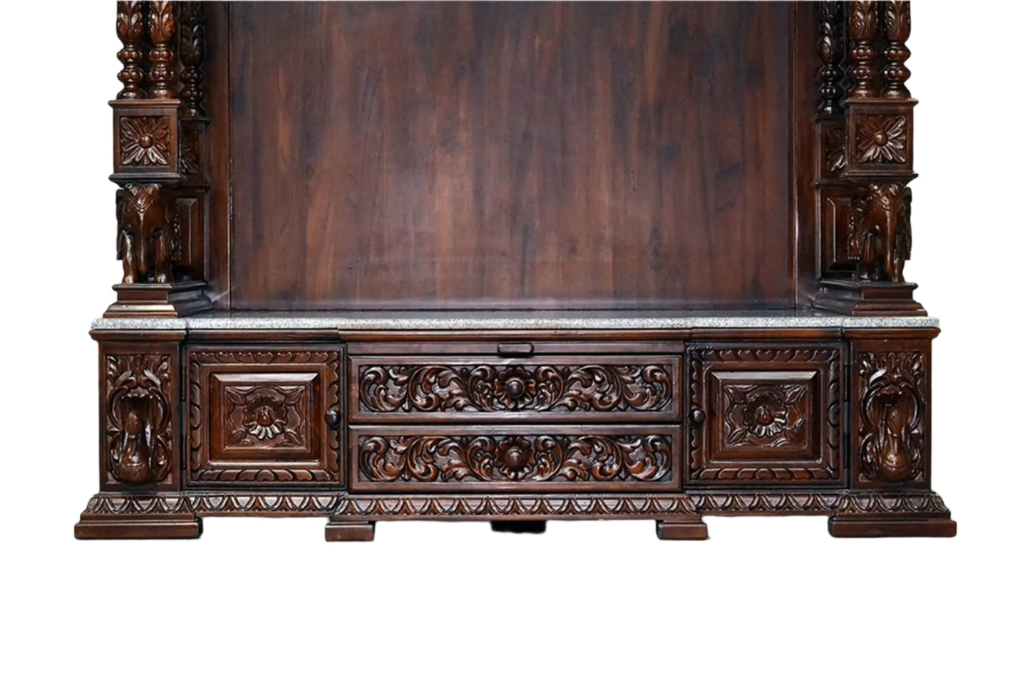 72" Large Designer Wooden Temple | Wooden Pooja Mandir | Temple With Drawers