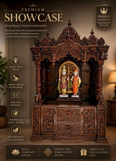 Handcrafted Sheesham Wood Wooden Temple for Hom