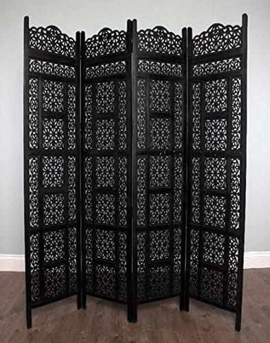 Wooden Handicrafts Room Divider Partition Screen for Living Room - Wooden Screen Wooden Separator Consists of 4 Panels to be Placed in Zig-Zag