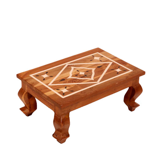 Ethnic Cross Rustic Inlay Wooden Handmade Bajot for Home