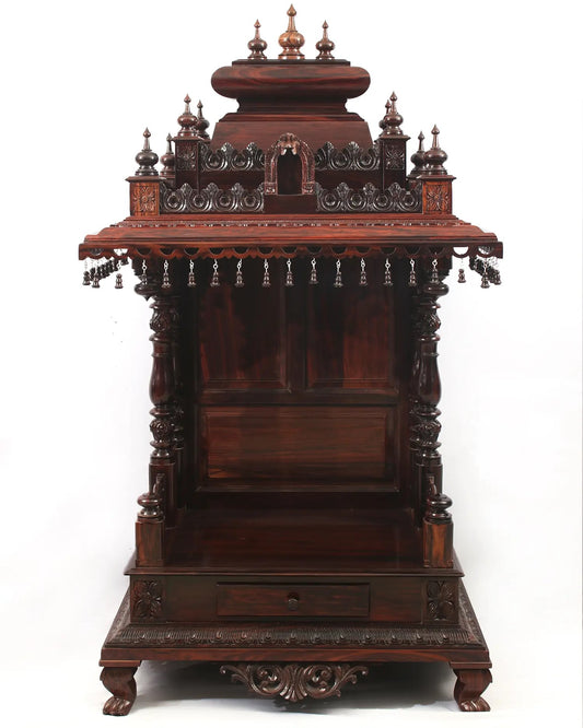 58" Large Rosewood Carved Temple with Single Drawer