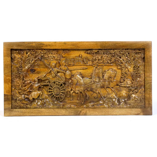 Gladiator Chariot Battle Scene Wooden Artwork