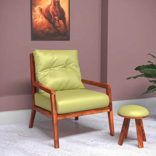 Classic Soft Seating Upholstery Wooden Handmade Long Chair with Stool