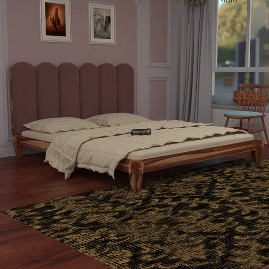 Solid wood upholstered Headboard Classic Design Bed (Sheesham wood)