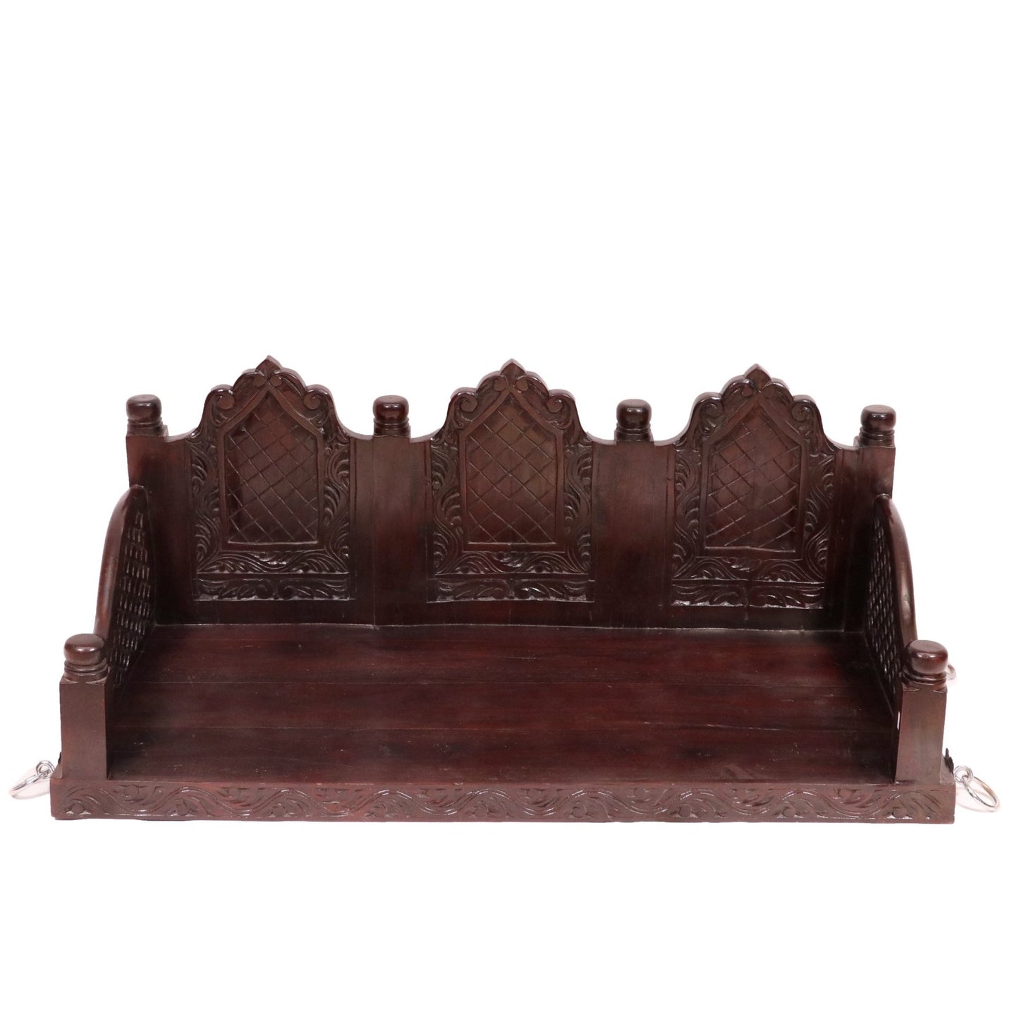 Handmade traditional wooden jhula with folk carved design