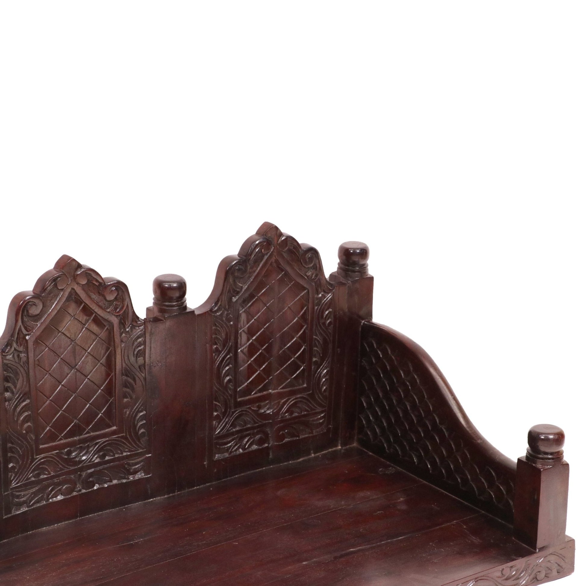 Indian handcrafted 2 seater wooden swing with carved details