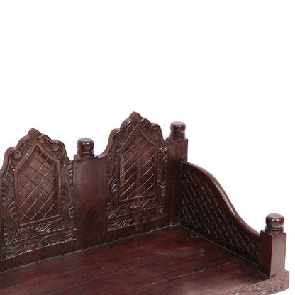 Indian handcrafted 2 seater wooden swing with carved details