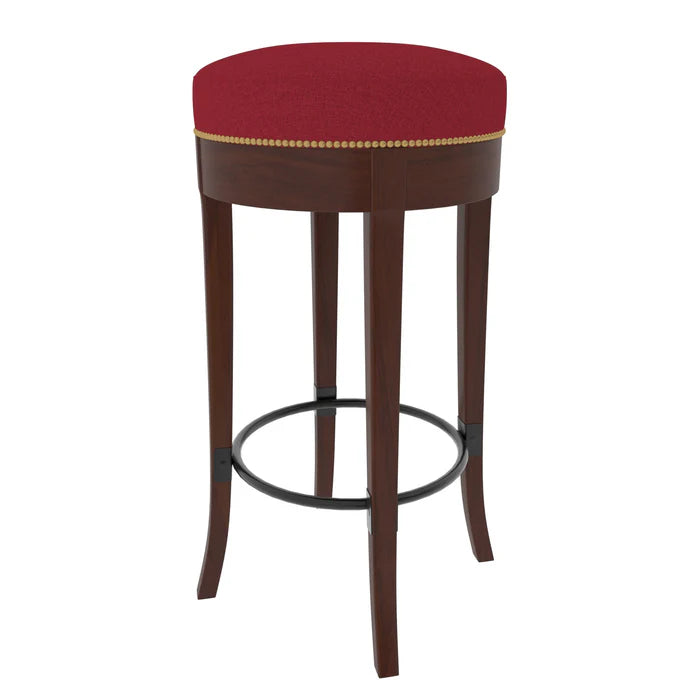 Montage Red Round Finished Wooden Handmade Stool